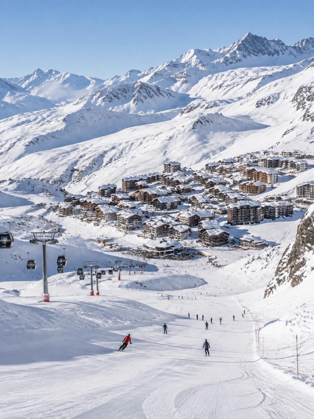 Val Thorens ski resort beneath the French Alps